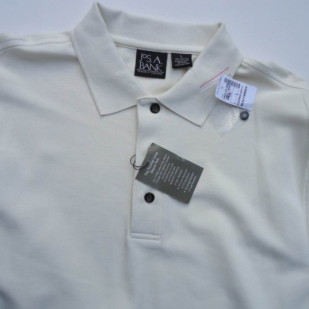 NWT. SIZE L. JOS. A. BANK The traveler long sleeve polo shirt. - Picture 12 of 16
